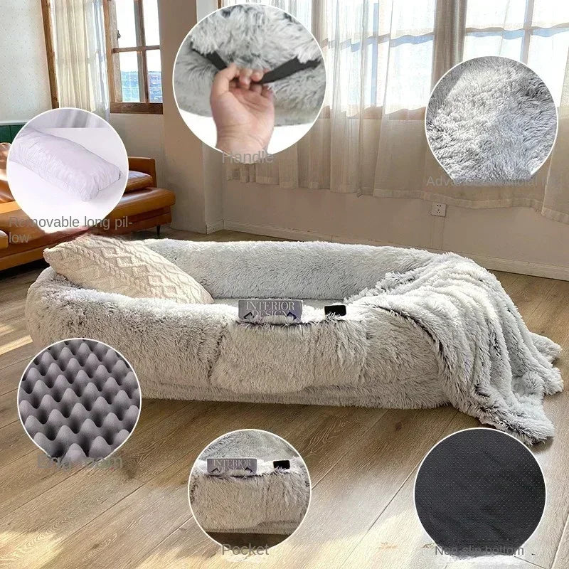 Human Dog Kennel Plush round Pet Mattresses