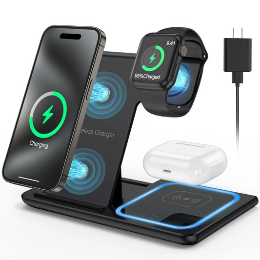 18W Fast Wireless 3 in 1 Charging station for iPhone, Apple Watch, and AirPods 