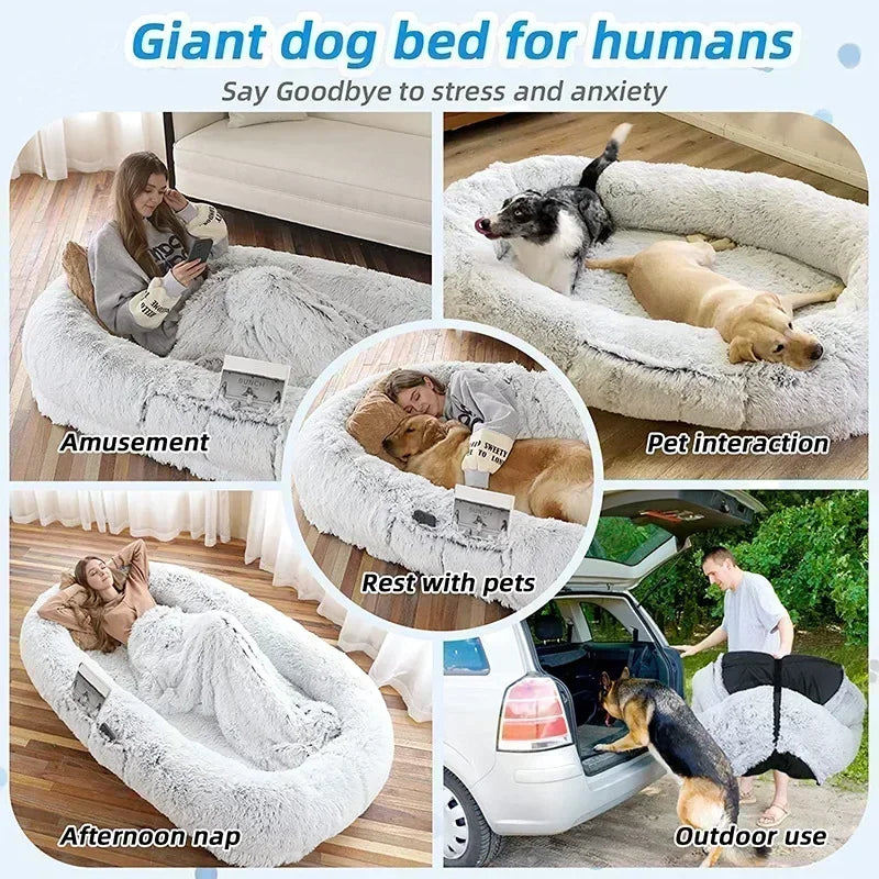 Human Dog Kennel Plush round Pet Mattresses