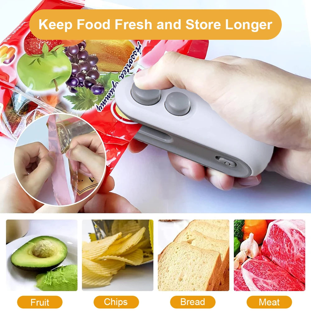 Sealing Machine Rechargable 2 in 1 Bag Mini Heat Sealer Storage Bag Plastic Package Snack Sealer Handheld Heat Sealer for Food