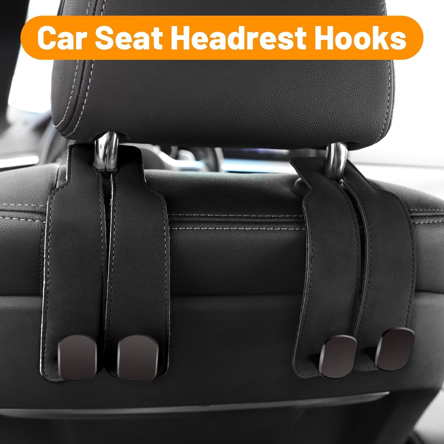 Car Seat Back Storage Hook, Purse Hook for Car, Headrest Hooks for Car, Car Seat Hooks for Headrest (Black)